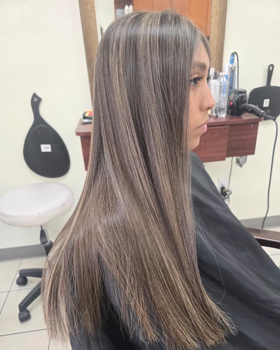 Client hair after balayage and blowout