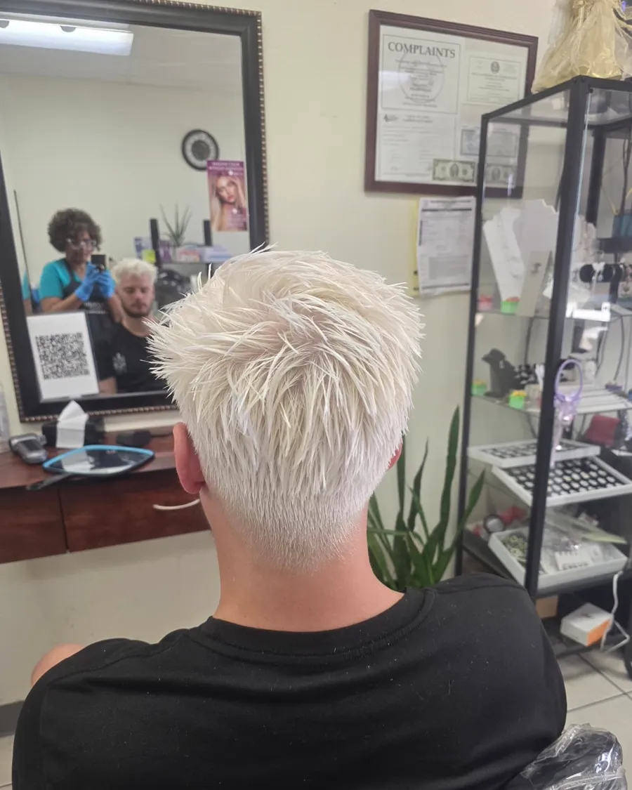 Client hair after bleach and textured crop