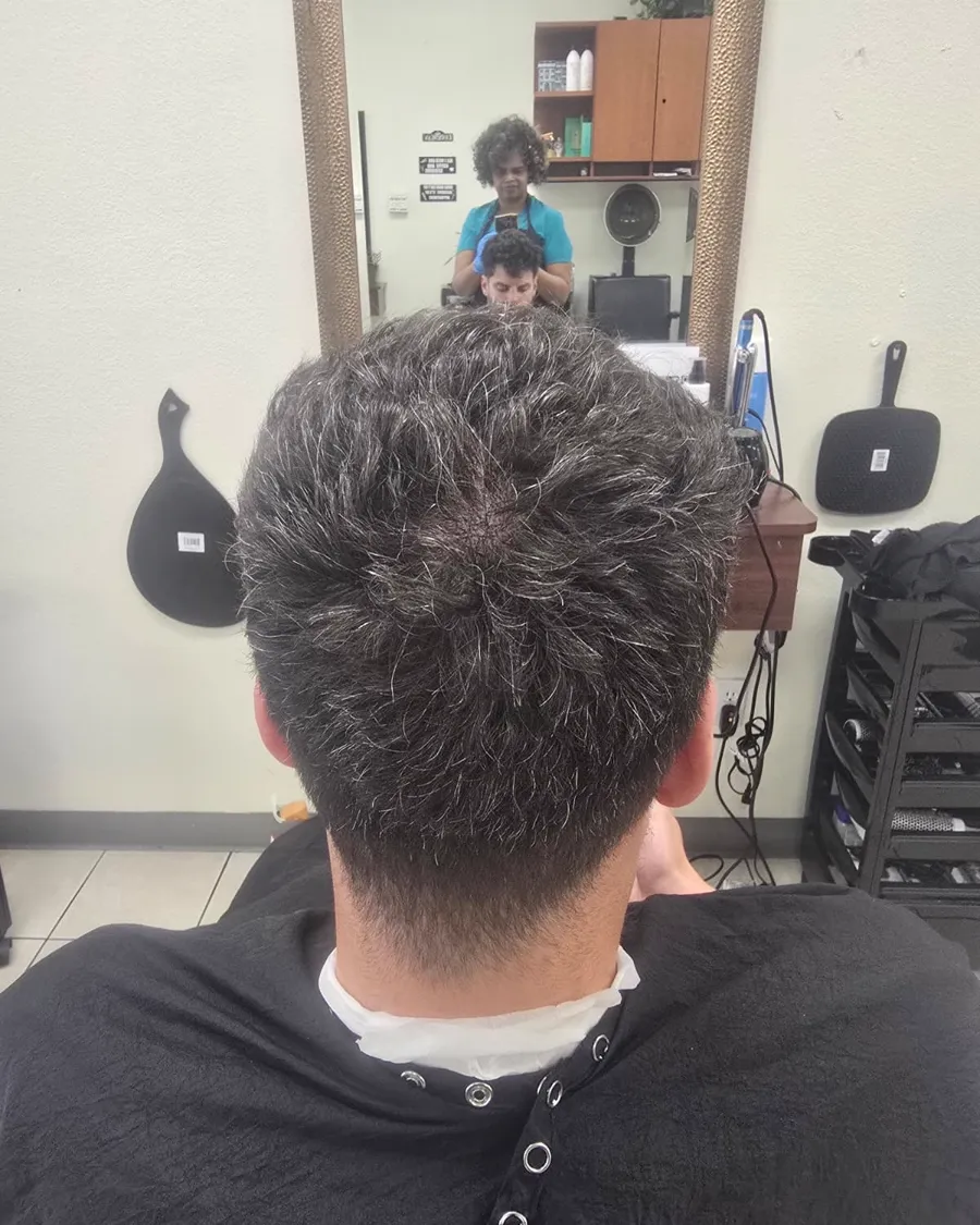 Client hair before bleach and cut