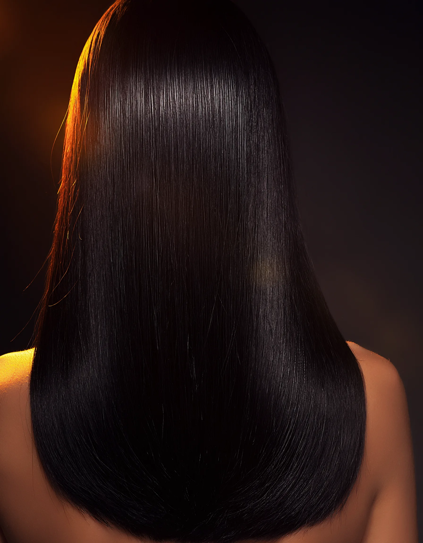 Medianoche — blue-black hair with a glass-like finish